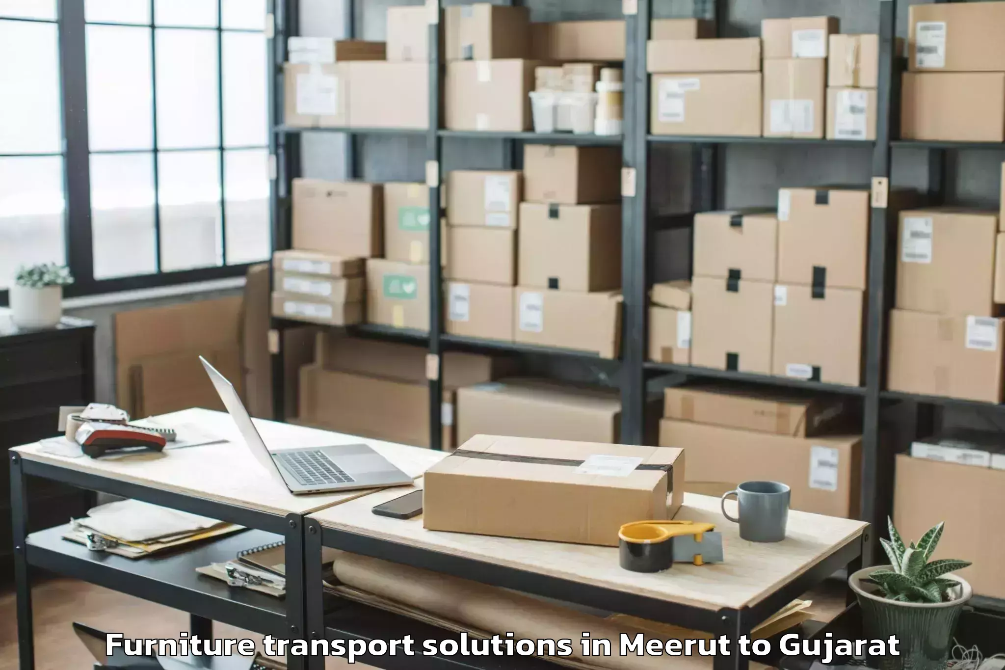 Book Meerut to Utran Furniture Transport Solutions Online